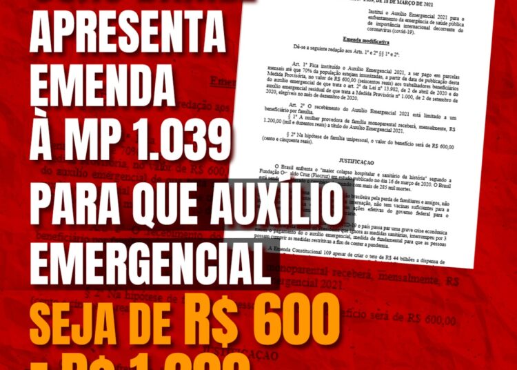 João Daniel apresenta emenda à MP 1.039 para que auxílio emergencial seja de R$ 600 e R$ 1.200