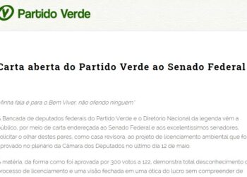 Carta aberta do Partido Verde ao Senado Federal