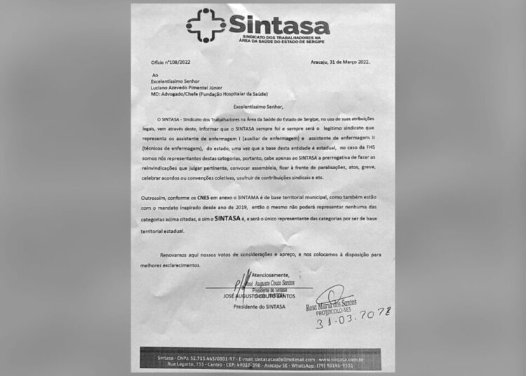 Sintasa denuncia atuação ilegal do Sintama na Rede Estadual de Saúde