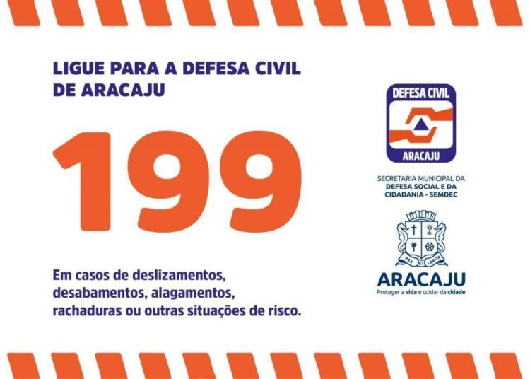 Defesa Civil de Aracaju emite alerta de chuva intensa para as próximas 72h