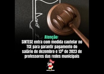 SINTESE entra com medida cautelar no TCE para garantir pagamento do salário de dezembro e 13º de 2023 de professores das redes municipais