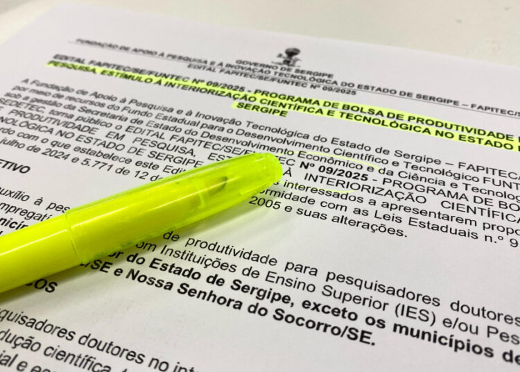Fapitec/SE divulga edital inédito para bolsas de pesquisa no interior sergipano