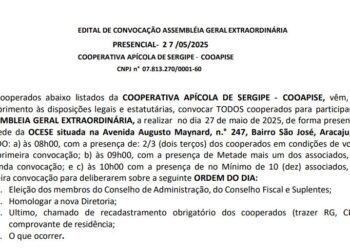EDITAL DE CONVOCAÇÃO ASSMBLÉIA GERAL – COOAPISE