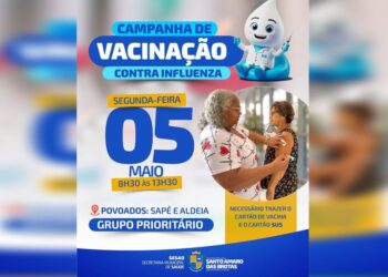 Vacinação contra Influenza 2025 no meu povoado: Sapé e Aldeia – Santo Amaro das Brotas