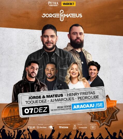 Aracaju recebe último show de Jorge & Mateus no Nordeste antes da pausa da dupla em 2026