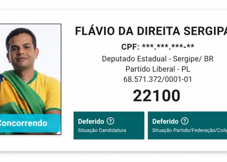 Flávio da Direita Sergipana tem candidatura deferida pelo TRE e está apto para disputar vaga na Assembleia Legislativa